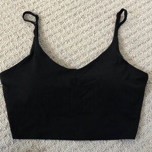 Athleta Elation V-Neck Longline Bra Cups A-C Black Size Medium